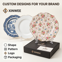 Juego de Platos de Porcelana de Cerámica con Diseño Floral de Primavera, Ecológico, Personalizado, Estilo Retro, 8, 10 y 12 Pulgadas, Venta al Por Mayor