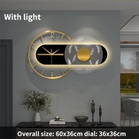 Jam dinding logam 3d, hiasan rumah ruang makan, jam dinding antik minimalis Nordik senyap kreatif, jam dinding logam 3d dengan lampu