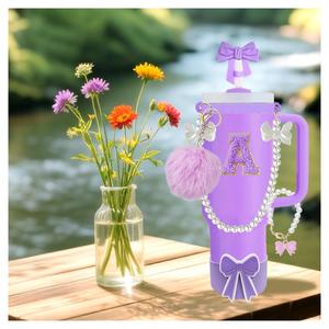 Ensemble d'accessoires pour gobelets <span class=keywords><strong>Stanley</strong></span> de 30 oz et 40 oz avec poignée, comprenant une sangle perlée, un nœud, un embout de paille et des décorations de base. - Product Image 3