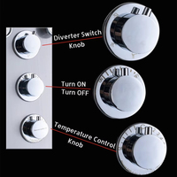 Colonne de douche thermostatique moderne en acier inoxydable brossé de luxe avec LED, mitigeur de baignoire, douchette à main et jet de pluie doux mural