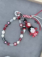 Mignon crâne Pandab Labubu lanière voiture clé accessoires téléphone charme et clé sac conception