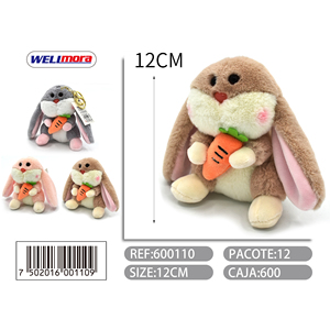 Portachiavi in morbida pelliccia di carota da 12CM e luce in metallo con un grazioso Design a coniglio