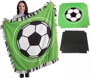 Mantas <span class=keywords><strong>de</strong></span> felpa para fútbol <span class=keywords><strong>de</strong></span> 57 x 57 pulgadas, sublimación <span class=keywords><strong>de</strong></span> fábrica, 2 piezas/1 juego, DIY sin costuras, con diseño <span class=keywords><strong>de</strong></span> nudo <span class=keywords><strong>de</strong></span> lazo - Product Image 1