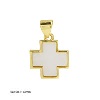 Pendentifs en forme de cœur en nacre naturelle avec sertissage en plaqué or et zircone cubique pour collier de femme en DIY