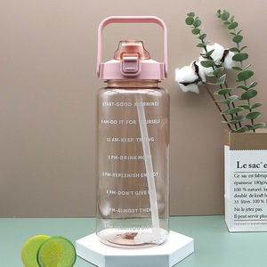 Borraccia Sportiva in Plastica Trasparente da 2L per Bambini con Cannuccia, Manico e Indicatore Orario - Grande Capacità, Ideale per Scuola - Offerta Speciale - Product Image 2