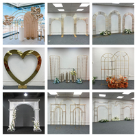 Arche de mariage carrée élégante en métal doré, support de toile de fond portable pour scène et décoration de fête