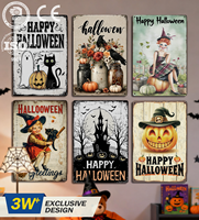 Lukisan Dinding Logam Tinplate Dekorasi Kustom Hadiah Rumah Festival Seni Dinding Terlaris Sublimasi Vintage Halloween Poster Logam Tin