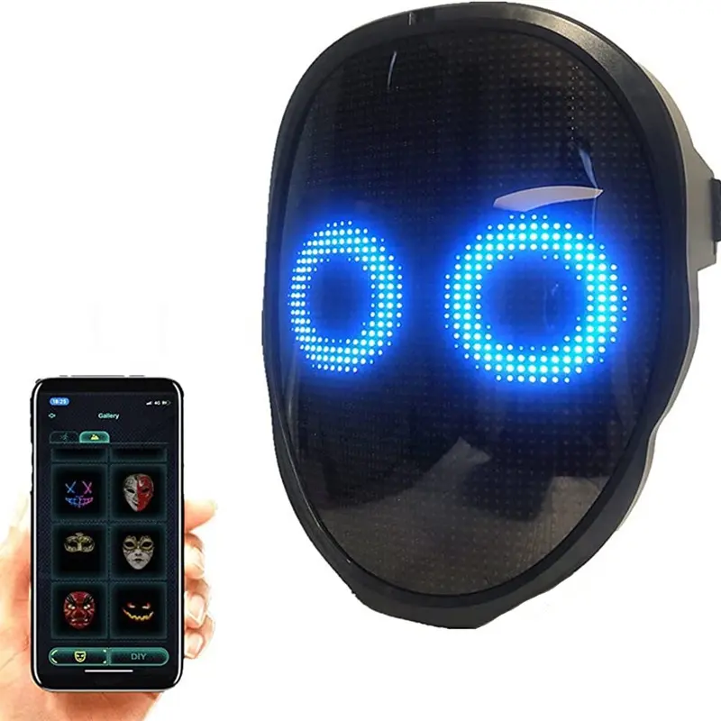 LED rave app control mask,DIY colorful glowing mask