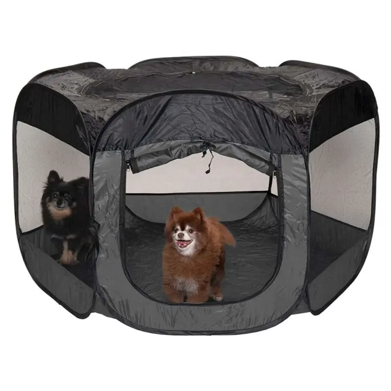 Pet House for Dogs and Cats Indoor Outdoor Pop Up Playpen and Exercise Pen Dog Tent Puppy Playground, Gray, Extra Large
