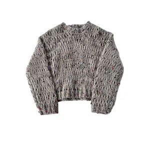 2024 printemps <span class=keywords><strong>fait</strong></span> à la <span class=keywords><strong>main</strong></span> gris mode sweats à capuche <span class=keywords><strong>pull</strong></span> avec Paillette tricot gris <span class=keywords><strong>pull</strong></span> pour les femmes - Product Image 1