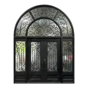 Porte en fonte de jardin de haute qualité Grandsea avec porte en fer forgé à double ouverture antivol de sécurité avec serrure intelligente