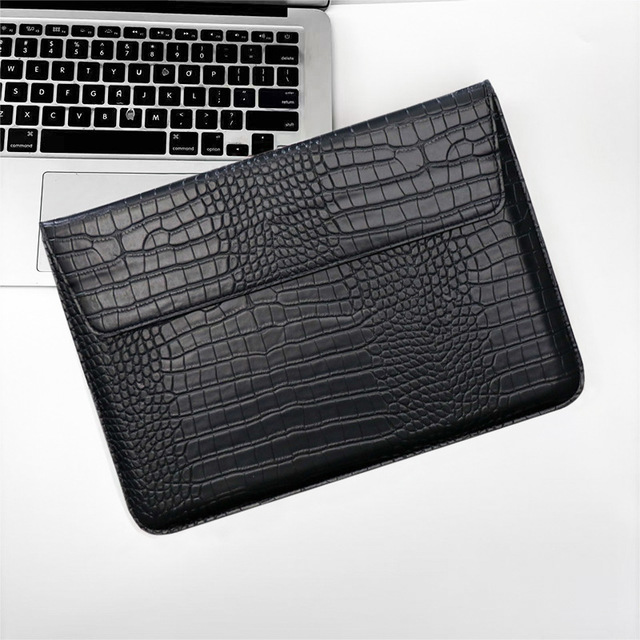 13 Inch Crocodile Pattern Laptop Sleeve Case Flip PU Laptop Stand Handheld Laptop Bag Document Holder
