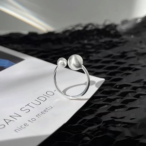 S925 Sterling Silver Ball <b>Open</b> <b>Ring</b> Simple Geometric Design Women's Everyday Wear Jewelry - Product Image 2