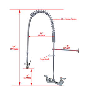 Robinet de <span class=keywords><strong>cuisine</strong></span> mural en laiton <span class=keywords><strong>avec</strong></span> <span class=keywords><strong>douchette</strong></span> extractible pour hôtels et cuisines commerciales - Product Image 2