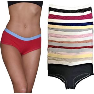 Paquete de 10 Pantys Tipo Boyshort para Mujer, Cintura Media, 100% Algodón, Transpirables, Estilo Hipster - Product Image 1
