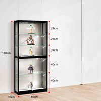 Full Vision Aluminium glas Tall Shop Vitrine Spielzeug figur Vitrine mit verstellbaren Glas regalen und LED-Licht