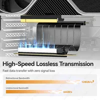 Kabel Riser JEYI PCIe 5.0 x16 128Gbps Ekstensi GPU 180 ke 90 untuk Seri RTX 50/40/30 20CM OEM