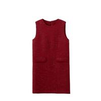 VETLURY - Robe midi sans manches en tweed de luxe - Style chic français élégant pour femme riche - Respirante et vintage - Service OEM ODM