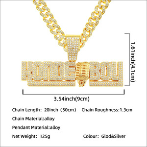 สร้อยคอจี้รูปไมโครโฟนสไตล์ฮิปฮอปสุดเท่ห์ ดีไซน์เรียบง่ายสำหรับผู้ชาย ขายดี สร้อยคอแฟชั่น เครื่องประดับขายส่ง - Product Image 4