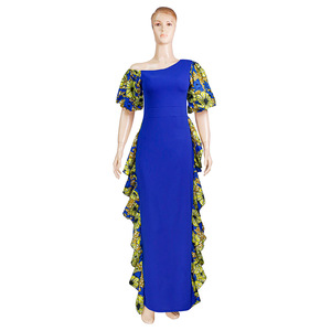 Vestido de noche estilo africano <span class=keywords><strong>2022</strong></span> con diseño de hombros descubiertos, vestido largo de manga abullonada de tela encerada para mujer, para plataforma de comercio electrónico. - Product Image 4