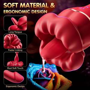 Girlspower 2-In-1 Rode Lippen Likken Vibrator Grote Mond Seksspeeltje Voor Masturbatie Borsten En Clitoris Zuigende Tong Trillingen - Product Image 6