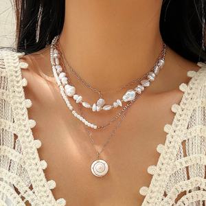 Collier tendance en acier inoxydable pour femme, pendentif coquillage et conque à franges, style marin estival, avec étoile de mer, collier multicouche - Product Image 4