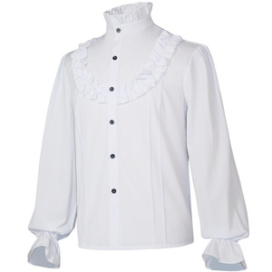 Camisa Pirata Plisada para <span class=keywords><strong>Hombre</strong></span> Estilo Europeo y Americano, <span class=keywords><strong>Ropa</strong></span> Medieval Steampunk <span class=keywords><strong>Victoriana</strong></span> - Product Image 4