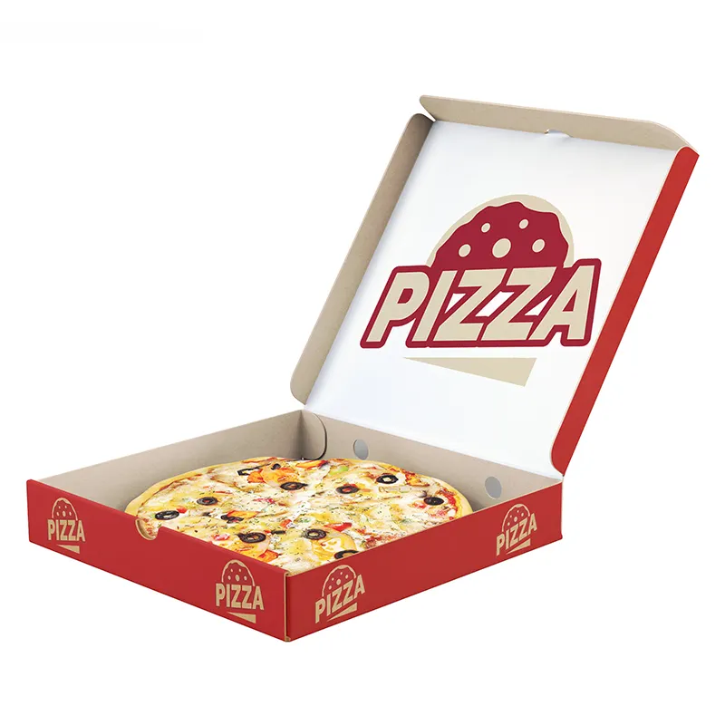 Großhandel Pizza Boxen Verpackung Lebensmittel Lieferung Pakete für Hot Foods Back papier
