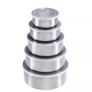 Stainless Steel Food <b>Storage</b> <b>Container</b> Set 5 Pieces Magnetic Lid Sealing Bowls For Refrigerator Household Travel Use - Product Image 5