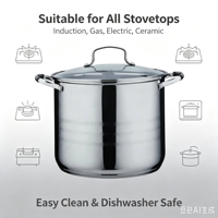 Ensemble de 2 casseroles de luxe écologiques en acier inoxydable, compatibles induction, sans revêtement, lavables au lave-vaisselle américain