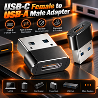 Adaptateur USB C Femelle vers USB A Mâle, Convertisseur USB 2.0 Type C, Connecteur de Charge OTG pour Téléphone, Tablette, Ordinateur Portable