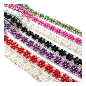 Embellissement de robe de mariée 18mm Dentelle perlée Garniture Diy Costume Chapeau Chaussures Accessoires Fantaisie Perle Strass Chaîne Hotfix Garniture - Product Image 1