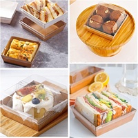 Boîte à donuts jetable, contenants alimentaires carrés de 5 pouces, boîte en papier pour sandwichs, biscuits, tranches de gâteau, pâtisseries, aliments cuits, avec couvercles transparents