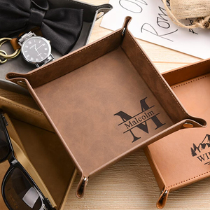 Bandeja Organizadora de Escritorio de Cuero Sintético con Grabado Láser, Bandeja de Cuero Sintético para Llaves, Teléfono, Gafas de Sol - Product Image 2