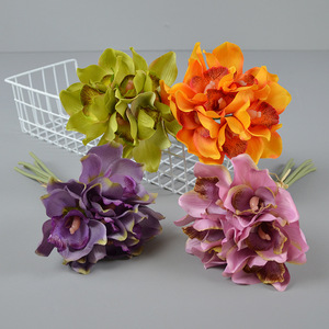 Orchidées Cymbidium artificielles Dongchen Crafts, fleurs nouées à la main pour la décoration de la maison et des mariages, 37G - Product Image 1