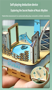 Caja de Música de Madera con Diseño de Arquitectura de Dubái, Rompecabezas 3D DIY para Armar, 51-100 Piezas, Melodía Creativa Educativa - Product Image 2