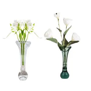 Baru Nordic minimalis transparan vas hijau Lucite akrilik bunga vas untuk bunga kering dekorasi rumah pernikahan