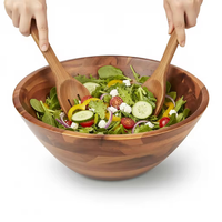 Bol à salade en bois d'acacia de 11 pouces 2026, bol rond en bois pour mélanger les salades, les fruits, servir, cuisine, hôtel, décoration intérieure et repas