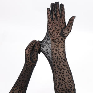 Guantes de malla con estampado de leopardo de 55cm de largo para mujer, guantes sexis de encaje a la moda con personalidad, de Halloween Cosplay, guantes de escenario dramático, accesorios de fiesta - Product Image 5