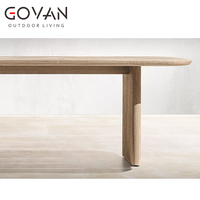Table de jardin moderne de luxe avec plateau en bois massif non traité, design résistant aux intempéries pour villa, hôtel, patio