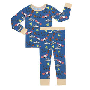 OEKO Fabricante Soporte Patrones de logotipo personalizado Ropa de dormir de dos piezas Pijamas para bebés Niños Conjunto Pijamas para bebés - Product Image 2