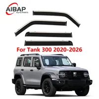 Pour Tank 300 2020-2026, 4 déflecteurs de pluie pour vitres de voiture en acier inoxydable teinté fumé avec garniture chromée, sans perçage