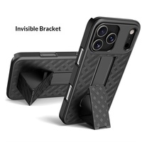 Coque pour iPhone 17 Pro Max avec support - Étui coulissant à texture tissée pour iPhone 16 avec clip arrière - Coque rigide - Meilleures ventes