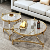 Ensemble de tables basses cylindriques de luxe, modernes et emboîtables, pour salon, villa, intérieur, ou comme table d'appoint.