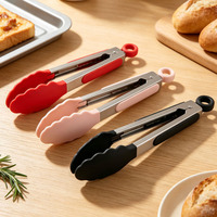 Pince de cuisine multifonctionnelle en acier inoxydable et silicone pour barbecue, livraison rapide