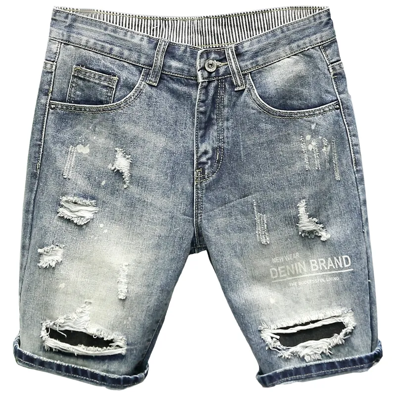 2021 summer loose men's shorts wholesale fashion ripped jeans men's denim shorts
