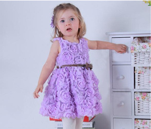 Robe de fête pour enfants de couleur unie avec plusieurs volants - Boutique chinoise - Product Image 2