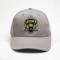 Gorra Deportiva Gris Personalizada Sin Estructura, Logotipo Bordado de Casco de Hockey y Escudo, Gorra Ajustable para Equipo de Hockey sobre Hielo
