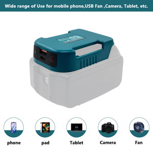 Adaptateur de <span class=keywords><strong>chargeur</strong></span> USB et USB-C pour batteries au lithium <span class=keywords><strong>Makita</strong></span> <span class=keywords><strong>18V</strong></span> avec ports de sortie USB pour la charge d'appareils électroniques - Product Image 3