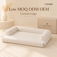 Yang Yang Pet Luxus-Hundebett aus massivem Fleece-Stoff, beige, quadratisch, GRS, Großhandel, waschbar, abnehmbarer Memory-Schaum-Kissenrand, Kartonverpackung